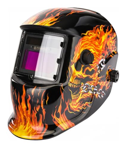 POWERMAT - Masque de soudure professionnel auto-obscurcissant échelon 9/13 DIN Noir Flammes oranges
