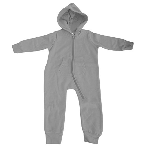 Comfy Co - Pijama entero / onesi con cremallera y capucha unisex para bebé (18/24 meses/Gris)