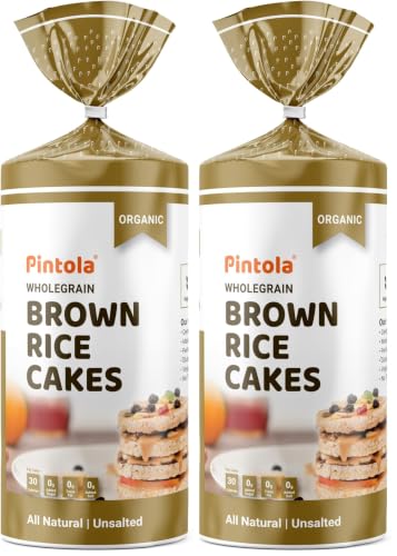 Image of Pintola Organic Brown Rice Cake All Natural Unsalted 130g | Gluten-Free Snack | 9 Wholegrains | Low Fat | 30 Calories per Cake | Soy & Yeast Free | Healthy Snack for Weight Loss (Pack of 2)
