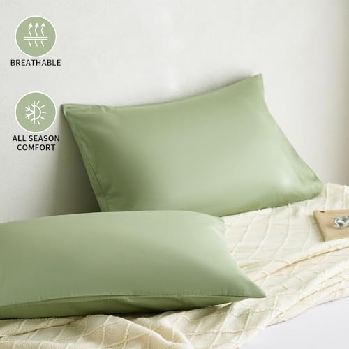 DCSKY Organic Cotton Pillowcase Set of 2, Soft and Breathable Standard Envelope Closure Cotton pillowcase20x30in,Sage Green by DCSKY - Used condition - Image 5