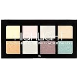 BYS Highlight Palette 8 Shades - Highlighting Powder Palette, Strobe Palette, Glam, Glow, Shimmer, Illuminate Makeup, enhance skin complexion intensify glow face eyes body makeup palette