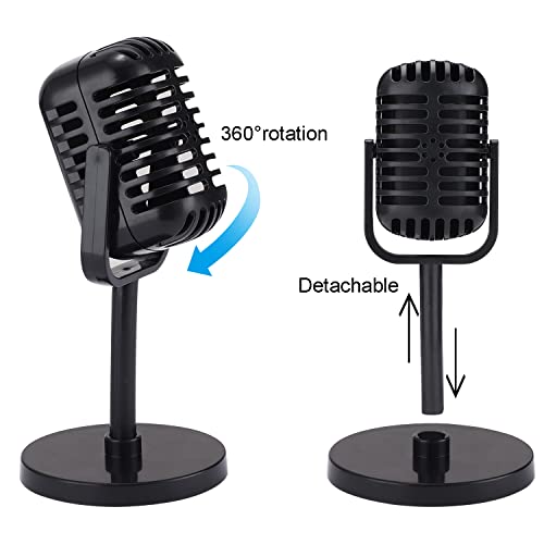 Facmogu Vintage Microphone Prop, Plastic Fake Microphone, Retro Microphones Fake Prop For Costume & Role Play, Antique Microphone Stage Table Decor Party Favors - Black #TOP3