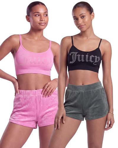 Image of Juicy Couture Women's 2-Pack Sleep and Lounge Velvet Fleece Dolphin Shorts