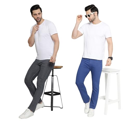Image of DAIS Men's Stretchable Slim Fit Mid Rise Jeans, Pack of 2, (Combo of 2 Jeans)