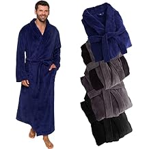 Ross Michaels Mens Robe Big & Tall - Long Plush Shawl Collar Fleece Bathrobe Navy, Small-Medium