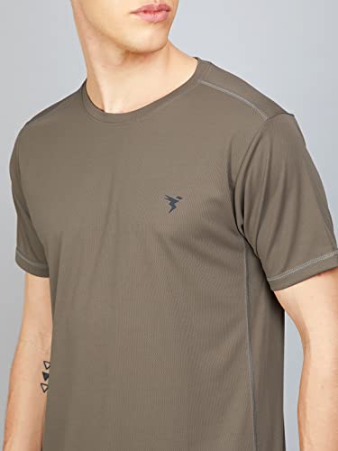 Image of TECHNOSPORT Men's Slim Fit Polyester Activewear Sports T-Shirt with Moisture-Wicking Comfort for Workout, Running & Gym