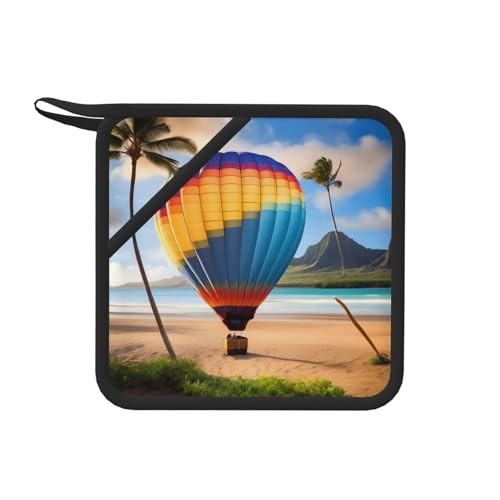 Hawaii Hot Air Balloon 1 PC Square Silicone Anti-scalding mat - 7.1 inches, Suitable for Frying Pans, ovens, Grills, Tea Sets