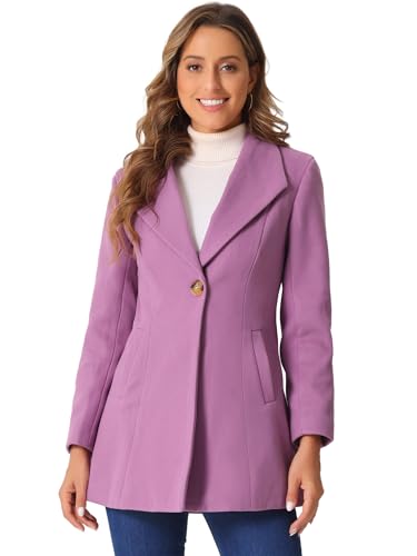 Manteau d'hiver élégant femme chaud gris violet long veste mi-saison chic taille M