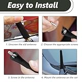 6.5cm Car Antenna, Mini Universal Car Aerial Radio, Universal Short AM/FM Roof Antenna Mast, Waterproof Stainless Steel Core, Easy Installation, Replacement with M4 M5 M6 Screws for Most Cars, Compact - Image 4