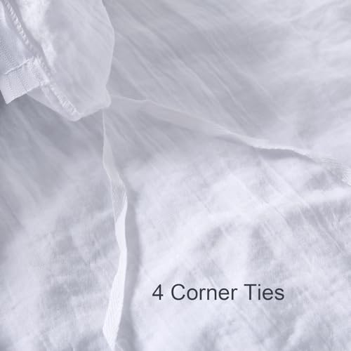 YINFUNG Muslin Duvet Cover White Faux Wahsed Gauze Linen Like Pleat Seersucker King Pintuck Textured Soft Microfiber Natural Wrinkle Striped Hotel Farmhouse Modern Matelasse