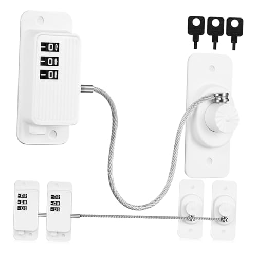 FUNNETOYU 3 piezas Cerraduras de Seguridad para Ventanas de Adherentes para Protección Infantil Instalación Sin Taladro Cierre para Gabinetes y Refrigeradores