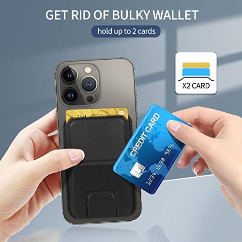Skycase Magnetic Mobile Phone Card Holder Leather Wallet Case with 2 Card Holder Slots Mobile Phone Case for iPhone 13/12 Pro Max, iPhone 13/12 Pro, iPhone 13/12 Mini, Mag Safe Accessories (Black) )
