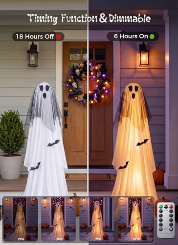 2 Pack 5 FT Halloween Light Up Ghost Outdoor Decoration  - image 5