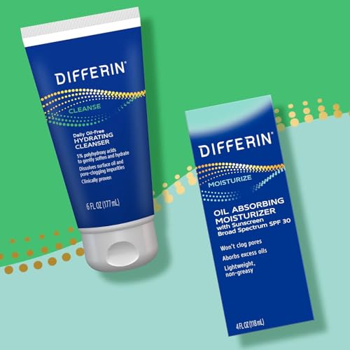 Differin Facial Cleanser, Daily Oil Free Hydrating Face Wash by the makers of Differin Gel, Gentle Skin Care for Acne Prone Skin, PHAs, 6 Oz