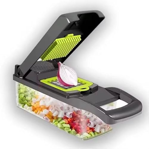 Manual Vegetable Chopper & Cutter – Handheld Food Dicer with Blades for Onion, Potato, Salad – Kitchen Chopper Tool for Fast Veggie Prep