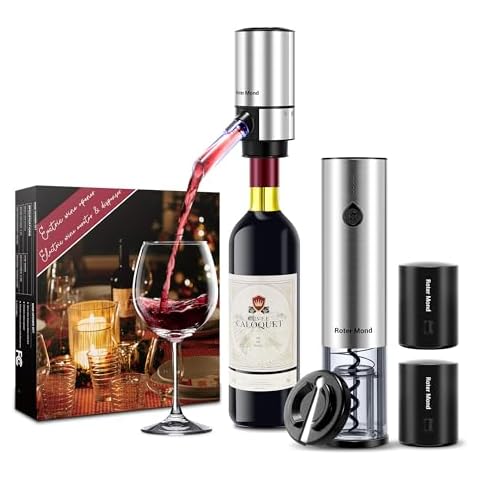 Electric Wine Opener Set, Roter Mond Automatic Wine Bottle Opener set with Electric Wine Decanter Aerator Wine Foil Cutter 2 Vacuum Stoppers, 5-in-1 Wine for Home Party Thanksgiving Christmas New Year Cover