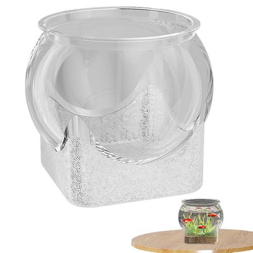 ラウンドフィッシュボウル - クリア水族館タンク| Betta Fish用の小さなデスクトップ水族館|カメに最適な、家やオフィスの装飾に最適な汎用性のある花瓶のセンターピース