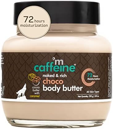 MCaffeine Cocoa & Shea Body Butter for Dry Skin | 100% Vegan & Natural | Deep Moisturizing Body Cream Lotion with Argan Oil & Vitamin E, Reduces Stretch Marks | Non Sticky & Mineral Oil Free | 8.8 Oz