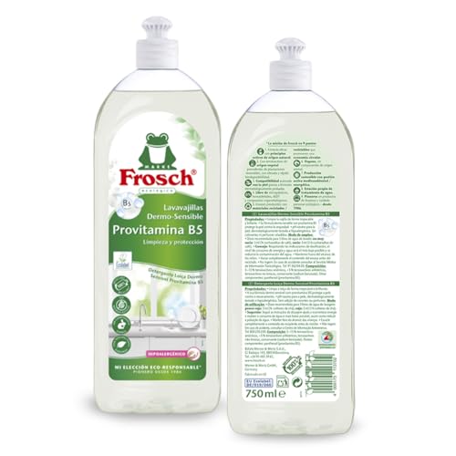 Frosch - Lavastoviglie a mano liquido Vitamine ecologiche, prive di coloranti e profumi, adatte per pelli sensibili, ipoallergeniche - Confezione da 10 pezzi x 750 ml - Immagine 2