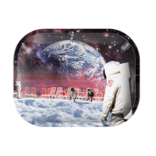 Rolling Tray “Astronaut Pool Party” 5.5” X 7” Tobacco Smoke Accessories - Tray God #TOP9