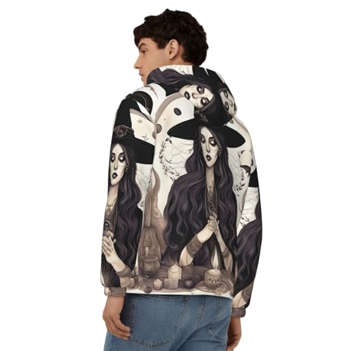 Pull à capuche pour homme avec fermeture éclair motif sorcière magique - 6