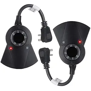 Outdoor Light Sensor Timer, 24 Hours Heavy Duty Waterproof Outlet Timer with 2, 4, 6 or 8 Hours Countdown Mode, 3 Grounded Electrical Outlet for Home Backyard Garden (2 Pack)