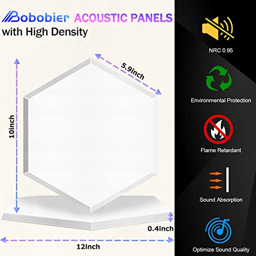 12 Pack Acoustic Panels,12''X10''X0.4'' Self-Adhesive Hexagon Sound Proof Foam Panels,Fireproof Soundproof Panels Reduce Room Echo And Reverberation For Studio& Office（White） #TOP1