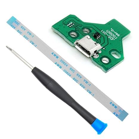 PSX Store Charging USB Port Replacement Compatible with PlayStation PS4 Controller Dualshock 4 Model: JDS-011 12 Pin Flex Cable Incl. (+) Screwdriver-image-38