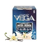 Vega Protein + Recovery, Vanilla – 30g Vegan Protein, Dairy & Gluten Free, Probiotics, NSF Certified, 12 x 1.6 oz (12 Servings) 497g