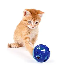 Royal Cat Toy Ball with Bell, Pet Toy Cat Bell Ball Cat Toy with Bell Cat Jingle Balls for Cats Kitten, Plastic Cat Toys Jingle Balls Pounce Chase Rattle Ball Toys Random Color (4 Pcs)