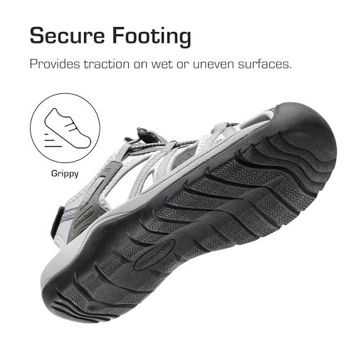 DREAM PAIRS Herren Sandalen Strand Wandersandale Trekkingsandalen Outdoorschuhe Sommer Freizeitschuhe Sport-Outdoor Wasser Atmungsaktive Sandale,Size 43,Hellgrau,DMUMST2505