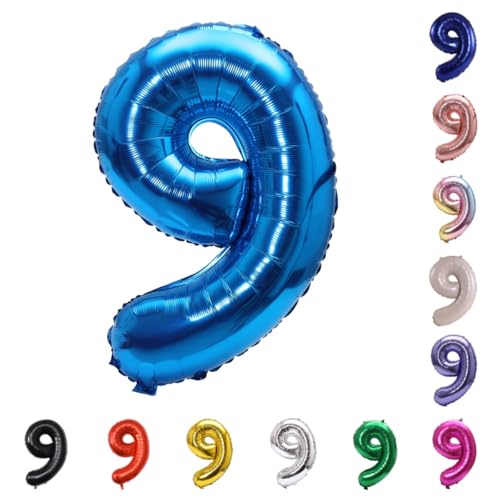 Image of YPSelected 32 Inch Large Foil Helium Number Balloon Birthday Wedding Party 0-9 (Blue, 9)