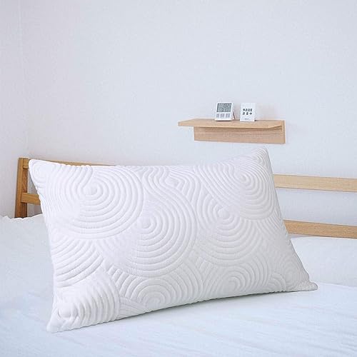 homentality Shredded Memory Foam Bed Pillow for Sleeping Thick Thin Adjustable Cool Pillowcases for Side Back Sleepers - Soft Firm Neck Pain Support - Home Bedding Gift Men Women Sleep, Queen Size