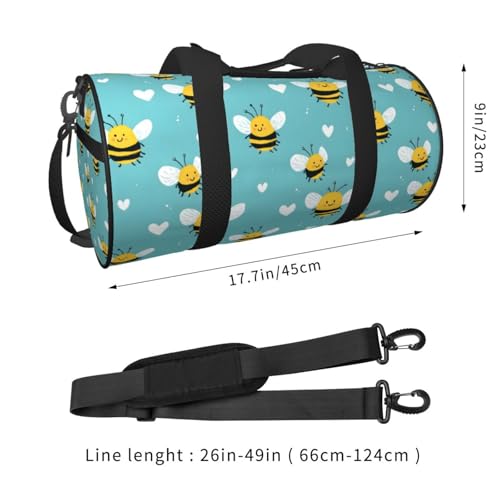 Cute Bee Heart Print Travel Duffle Bag, Sports Gym Bags for Women Men, Carry On Weekender Overnight Personal Item Travel Bags2