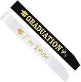 CDLong 2 Pcs Graduation Sash, Class of 2022 Sash with Gold Glitter Letter'Graduate' and'I'm Done'...