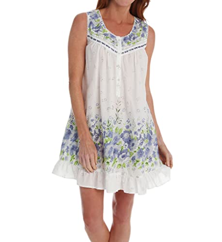 La Cera Women's Cotton Chemise Nightgown Blue #TOP2