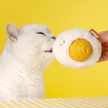 ZEZE Boiled Egg Cat Toy with Catnip Plush Shell & Detachable Sisal Ball, Interactive Plush Catnip Toy for Indoor Cats