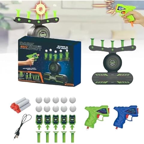 Glow-in-The-Dark Shooting Target Practice Kids Shooting Toy Gun Set, Hover Shot Floating Target Game, Kids Shooting Game, Capture The Flag Glow in The Dark, with Foam Dart Toy Blaster (1set-b) Cover