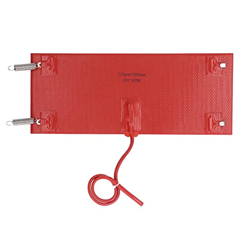 Coussin chauffant en Silicone, tapis chauffant électrique Flexible et étanche, 100W, réchauffement rapide pour véhicule, voiture, moteur, machines, 300x120mm (DC24V)