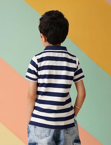 Image of Amazon Brand - Symbol Boys Cotton Rich Striped Polo Tshirt | Collar Tshirts | Half Sleeves | Regular Fit