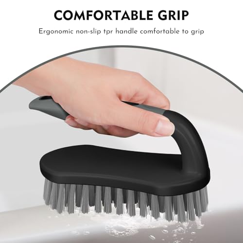 Image of SetSail Scrub Brush, Stiff Bristle Cleaning Scrubber, 4 Pack(Black Grey)
