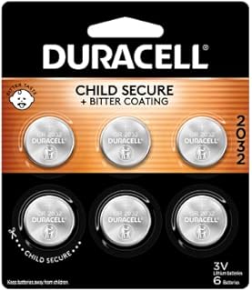 Duracell CR2032 3V Lithium Battery, Child Safety Features, 6 Count Pack, Lithium Coin Battery for Key Fob, Car Remote, Glucose Monitor, CR Lithium 3 Volt Cell