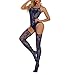 Women's Jacquard Mesh Bodysuit with Suspender Straps - Hollow-Out Lace Top and Sexy Lingerie Set for Fashion Look