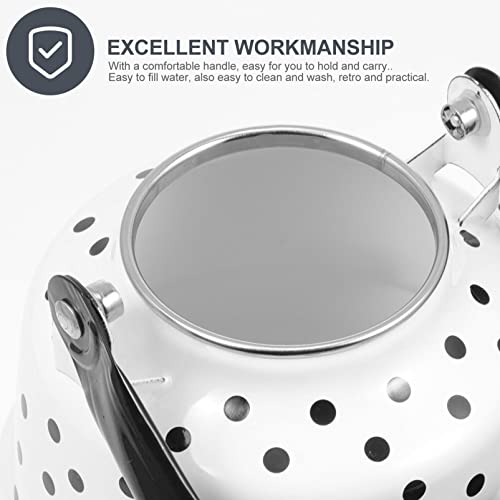 Yardwe Enamel Teapot Stovetop Tea Kettle: Porcelain Enameled Teakettle Dot Pattern Hot Water Kettle Pot For Camping Home Kitchen 1. 1L White #TOP1