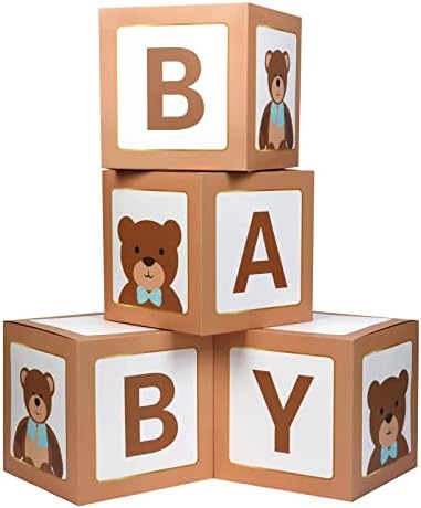 Teddy Bear Baby Shower Boxes for Birthday Party Decorations,4 Brown ...