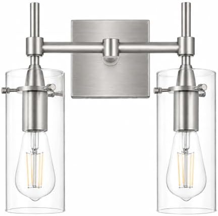 Effimero 2-Light Bathroom Vanity Light Fixture Over Mirror, Brushed Nickel