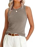 ANRABESS Womens Wool Blend Tank Tops Sweaters Sleeveless Soft Fitted Business Casual Sweater Shirts 2026 Summer Clothes Light Camel Medium
