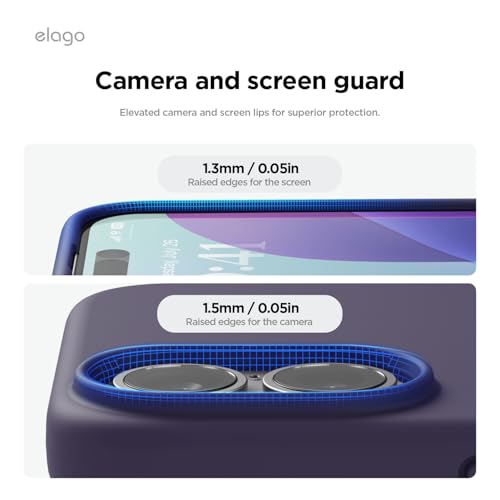 Image of elago Compatible with iPhone 16 Case, Premium Liquid Silicone Case, Full Body Protective Cover, Shockproof, Slim Phone Case, Anti-Scratch Soft Microfiber Lining, 6.1 inch (Deep Purple)