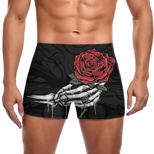 Maillot de bain homme premium boxer de natation imprimé crâne rose en tissu durable