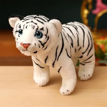 Tiger Cuddly Toy Tiger Plush Toy Plushies Soft Tiger Stuffed Toy Tiger Cushion Gift for Children Girls Boys 26 cm White